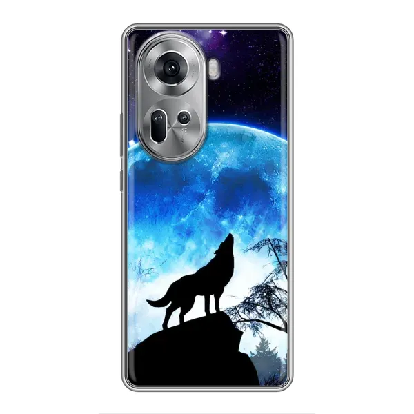 Чохол з принтом «Вовк на місяць» для OPPO Reno 11 5G