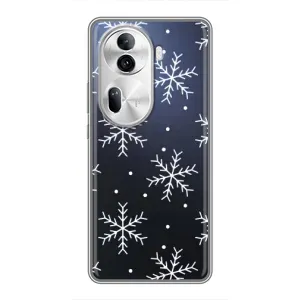 Зимні Чохли для OPPO Reno 11 Pro 5G - прозорий фон (Білі сніжинки)