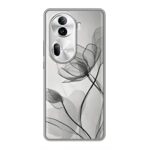 Чохол з квітковим принтом на OPPO Reno 11 Pro 5G (Чорні квіти)