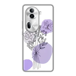 Силконовий чохол з принтом в квітах на Oppo Reno 11 Pro 5G (Букет фіолетова абстракція)