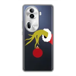 Зимні Чохли для OPPO Reno 11 Pro 5G - прозорий фон (Грінч з іграшкою)