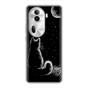 Чохол з принтом для Oppo Reno 11 Pro 5G (AlphaPrint) Модні коти (Котик і місяць)