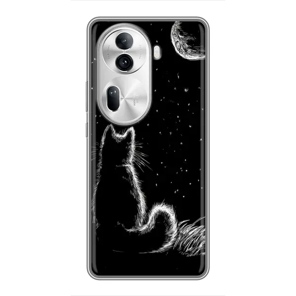 Чохол з принтом «Котик і місяць» для OPPO Reno 11 Pro 5G