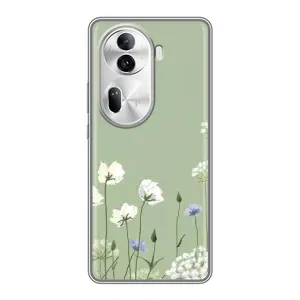 Чохол з квітковим принтом на OPPO Reno 11 Pro 5G (Квіти на зеленому)