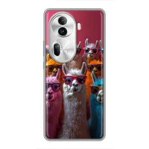 Чохол з принтом стильні тварини для OPPO Reno 11 Pro 5G (Лами в окулярах)