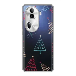 Зимні Чохли для OPPO Reno 11 Pro 5G - прозорий фон (Різдвяні ялинки)