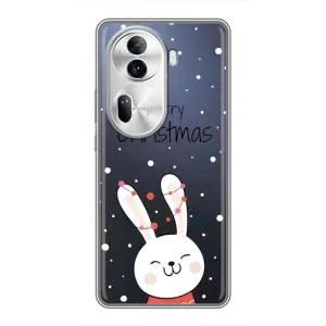 Зимні Чохли для OPPO Reno 11 Pro 5G - прозорий фон (Різдвяний заєць)