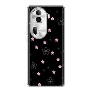 Чохол з розовим принтом для Oppo Reno 11 Pro 5G (Рожеві квіти на чорному)