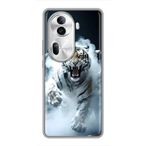 Чохол з картинкою 'Хижаки' для Oppo Reno 11 Pro 5G (Білий тигр у диму)