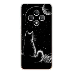 Чехол с принтом для OPPO Reno 12 F (AlphaPrint) Модные коты (Котик и луна)