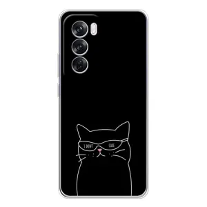 Чехол с рисунком кот на OPPO Reno 12 Pro (Равнодушный кот)