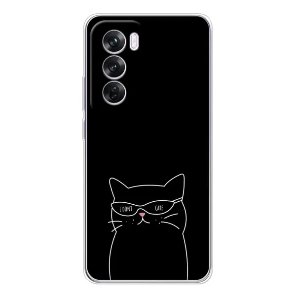 Чехол с принтом «Равнодушный кот» для OPPO Reno 12 Pro