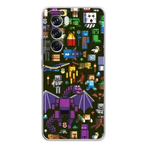 Чехол Майнкрафт на OPPO Reno 12 Pro (AlphaPrint) Minecraft (Коллаж Майнкрафт)