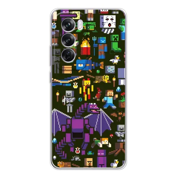 Чехол с принтом «Коллаж Майнкрафт» для OPPO Reno 12 Pro Чехол с принтом «Коллаж Майнкрафт» для OPPO Reno 12 Pro