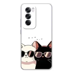 Чехол с рисунком кот на OPPO Reno 12 Pro (Коты в очках)