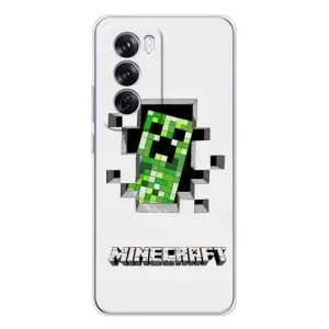 Чехол Майнкрафт на OPPO Reno 12 Pro (AlphaPrint) Minecraft (крипер Майнкрафт)