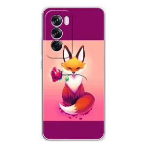 Чехлы с картинкой Лисички для OPPO Reno 12 Pro (VPrint) (Лисичка с розочкой)