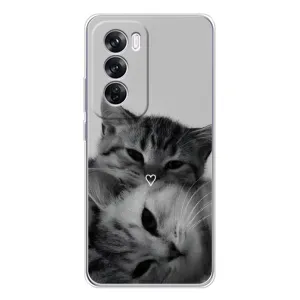 Чехол с рисунком кот на OPPO Reno 12 Pro (Пара котов)