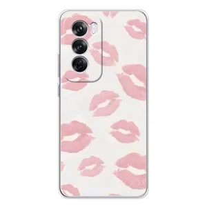 Чехол с розовым рисунком для OPPO Reno 12 Pro (Розовые губы)