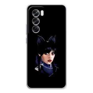 Чехлы Венсдей на OPPO Reno 12 Pro Уэнсдей (AlphaPrint) (серьезная Уэнздей)