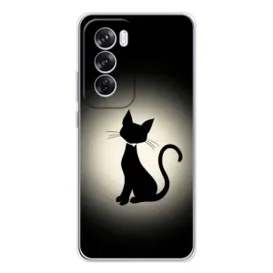 Чехол с принтом для OPPO Reno 12 Pro (AlphaPrint) Модные коты (Силуэт котика)