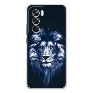 Чехол со Львом для OPPO Reno 12 Pro (VPrint) (Синий Лев)