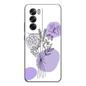 Силконовий чохол з принтом в квітах на OPPO Reno 12 (Букет фіолетова абстракція)