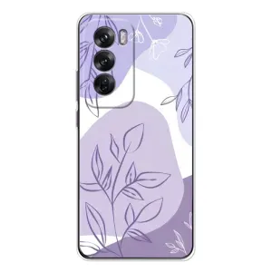Силконовий чохол з принтом в квітах на OPPO Reno 12 (Фіолетове листя абстракція)