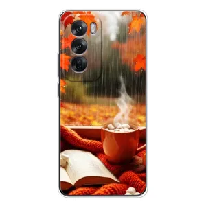 Чехол с уникальным дизайном «Осень с кофе» для OPPO Reno 12 (Кофе и дождь)