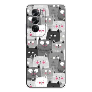 Чехлы с Котиками для OPPO Reno 12 (VPrint) (Рисованные котики)