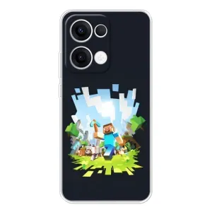 Чехол Майнкрафт на OPPO Reno 13 5G (AlphaPrint) Minecraft (персонажи Minecraft)