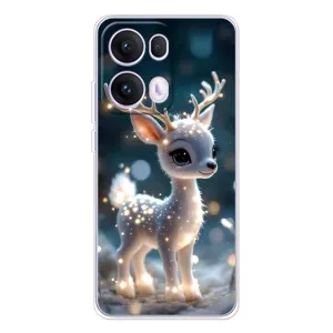 Яркий чехол для OPPO Reno 13 Pro 5G с Зимними Оленятами (Блестящий олененок)