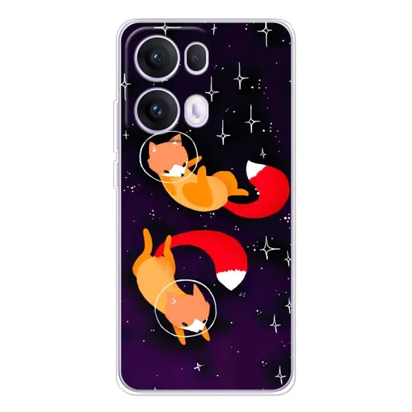 Чехол с принтом «Лисички космонавты» для OPPO Reno 13 Pro 5G Чехол с принтом «Лисички космонавты» для OPPO Reno 13 Pro 5G