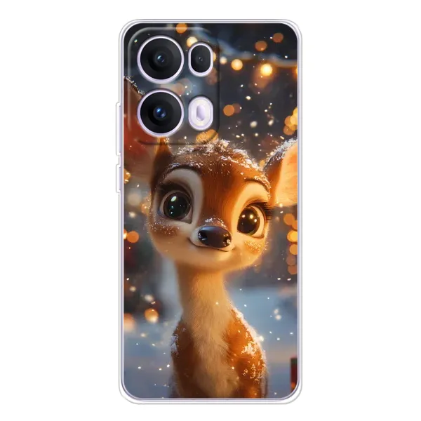 Чехол с принтом «Олененок среди гирлянд» для OPPO Reno 13 Pro 5G