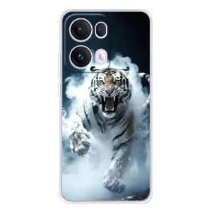 Чехол с картинкой «Хищники» для OPPO Reno 13 Pro 5G (Белый тигр в дыму)