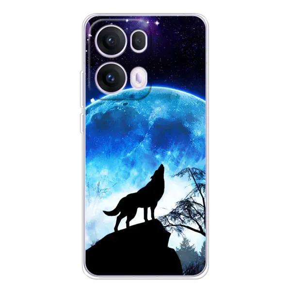 Чохол з принтом «Вовк на місяць» для OPPO Reno 13 Pro 5G