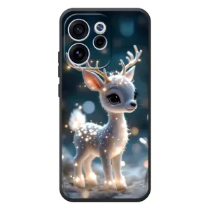 Яркий чехол для OPPO Reno 15 F с Зимними Оленятами (Блестящий олененок)