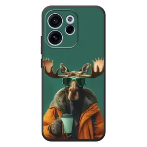 Чохол з принтом «Лось з кавою» для OPPO Reno 15 F