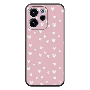 Чехол с розовым рисунком для OPPO Reno 15 F (Сердечки на розовом)
