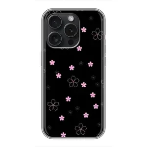 Чехол с розовым рисунком для OPPO Reno 15 Pro Mini (Розовые цветы на черном)