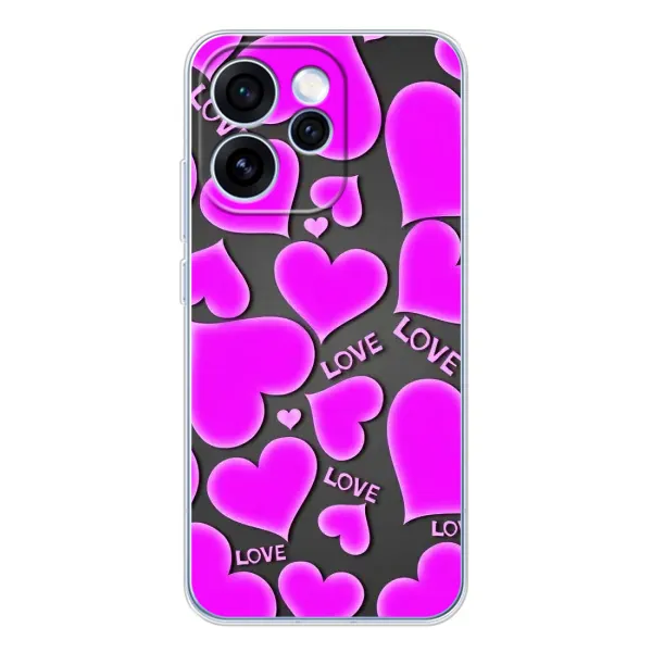 Чохол з принтом «Pink hearts» для OPPO Reno 15 Pro