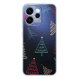 Зимние Чехлы для OPPO Рено 15 Про - прозрачный фон (Рождественские елки)
