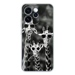 Силиконовый чехол с КАРТИНКАМИ лето для OPPO Reno 15 Pro (AlphaPrint) (Жирафы в очках)