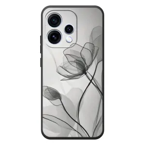 Чехол с цветочным принтом на 

OPPO Ренo 15 
 (Черные цветы)