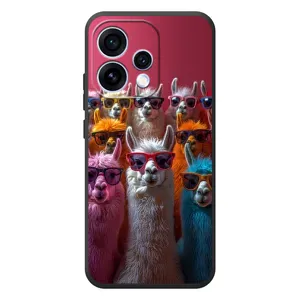 Чехол с принтом стильные животные для 

OPPO Ренo 15 
 (Ламы в очках)