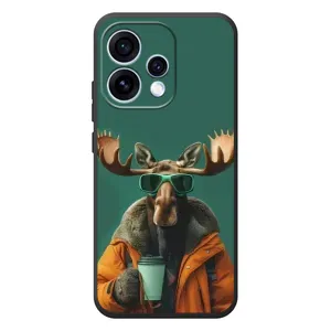 Чехол с принтом стильные животные для 

OPPO Ренo 15 
 (Лось с кофе)