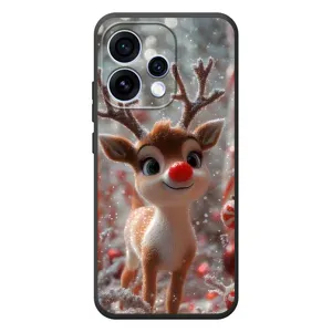 Яркий чехол для OPPO Reno 15 с Зимними Оленятами (Олень с носом)