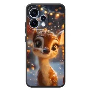 Яркий чехол для OPPO Reno 15 с Зимними Оленятами
