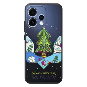 Зимние Чехлы для 

OPPO Ренo 15 
 - прозрачный фон (Рождественский герб)