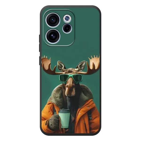 Чехол с принтом «Лось с кофе» для OPPO Reno 15F
